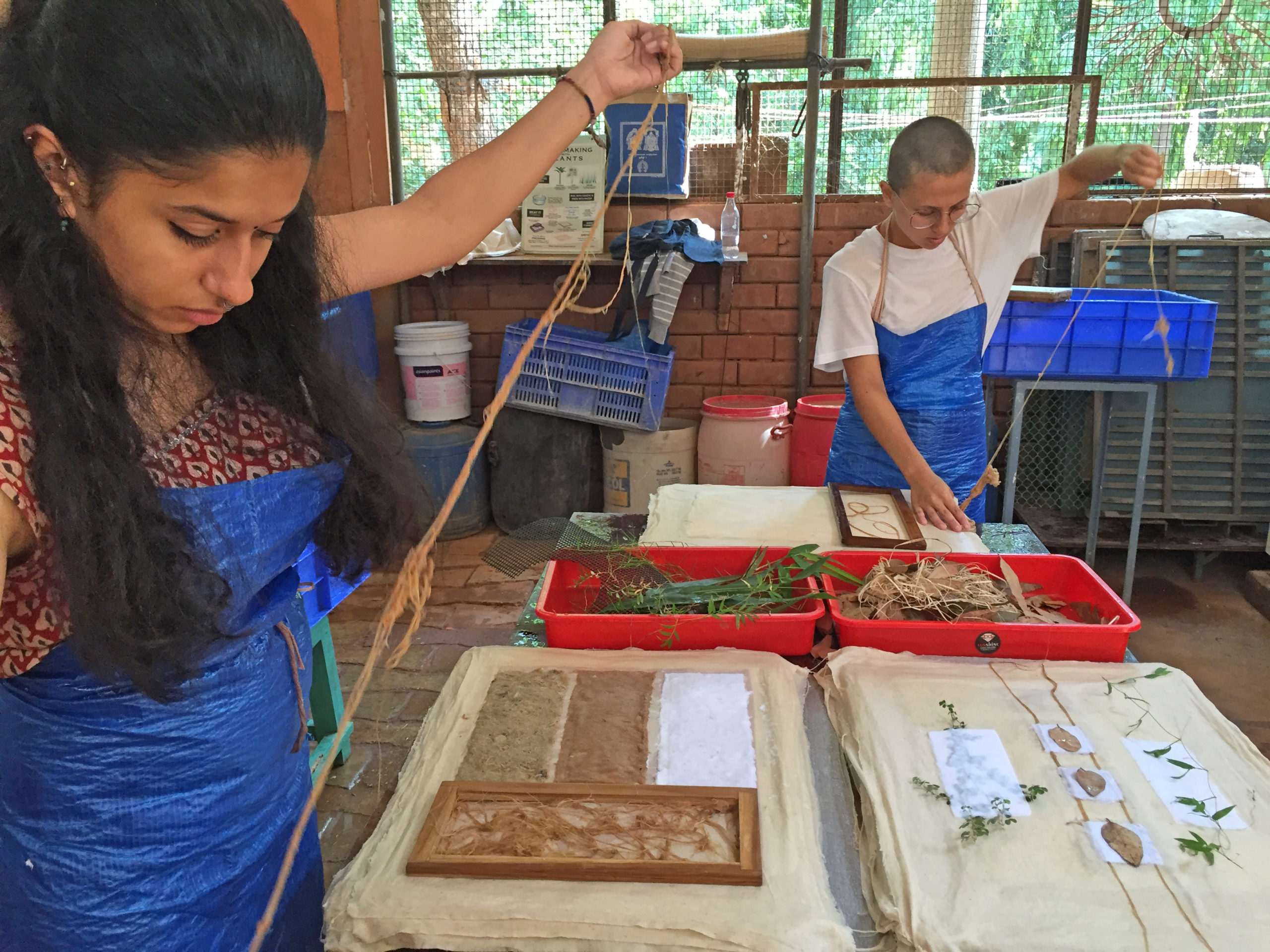 Auroville Papers has been producing beautiful hand-made paper in Auroville since 1998. Over the years we have explored and experimented with many paper making techniques. Apart from the classic stationery items, we make decorative and useful household products, jewellery, posters and unique artworks from paper and cotton-mache.